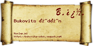 Bukovits Ödön névjegykártya